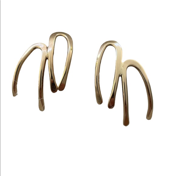 14k Yellow Gold Wishbone Earrings- Vintage - Picture 4 of 10